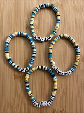 Minions Inspired Bracelets - Blue, Yellow & White - Set of 4 Kevin Bob Stuart
